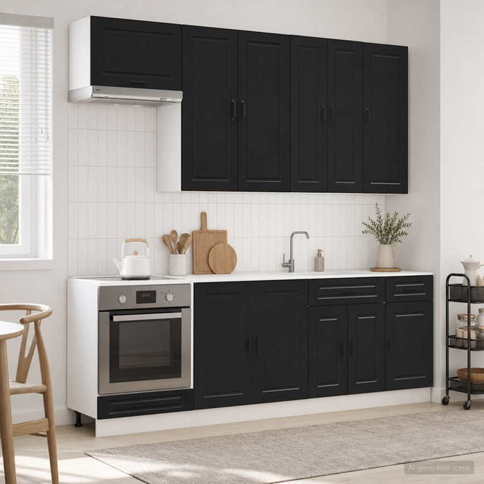 Unitate de bucătărie PORTO 8 pcs Negru Lemn prelucrat WALTI