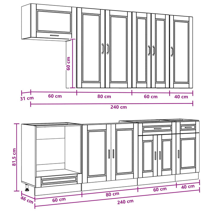 Unitate de bucătărie PORTO 8 pcs Stejar maro Lemn prelucrat WALTI