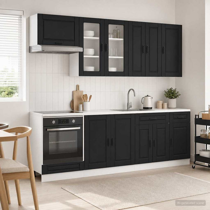 Unitate de bucătărie PORTO 8 pcs Negru Lemn prelucrat WALTI