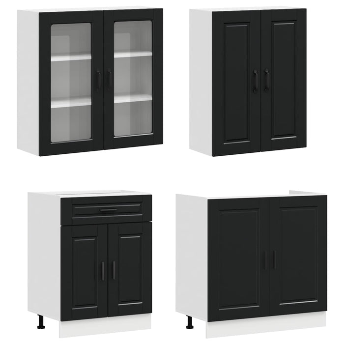Unitate de bucătărie PORTO 8 pcs Negru Lemn prelucrat WALTI