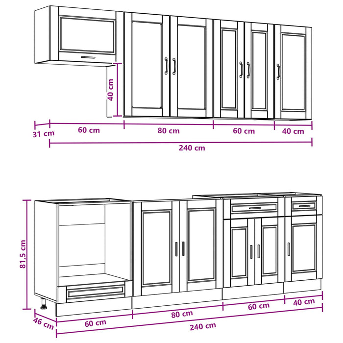 Unitate de bucătărie PORTO 8 pcs Stejar maro Lemn prelucrat WALTI