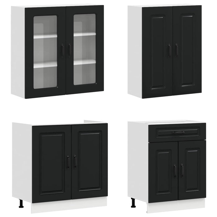 Unitate de bucătărie KALMAR 8 pcs Negru Lemn prelucrat WALTI