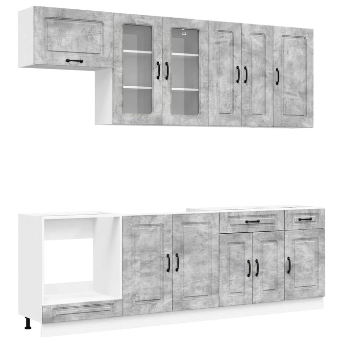 Unitate de bucătărie KALMAR 8 pcs Gri Beton Lemn prelucrat WALTI