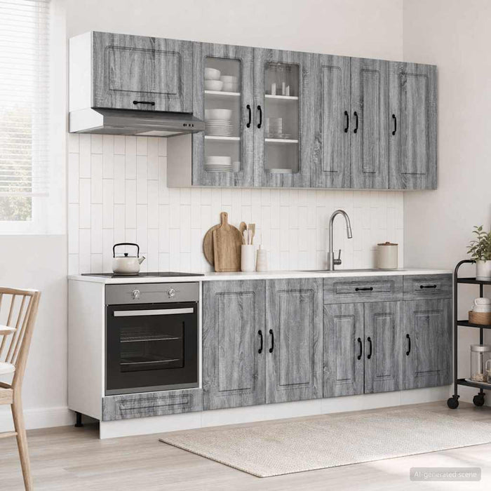 Unitate de bucătărie KALMAR 8 pcs Sonoma gri Lemn prelucrat WALTI