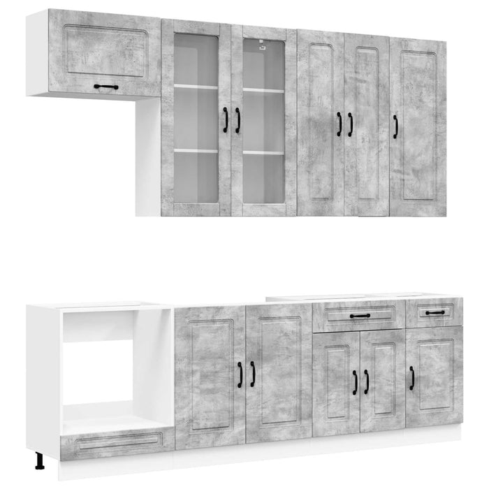 Unitate de bucătărie KALMAR 8 pcs Gri Beton Lemn prelucrat WALTI