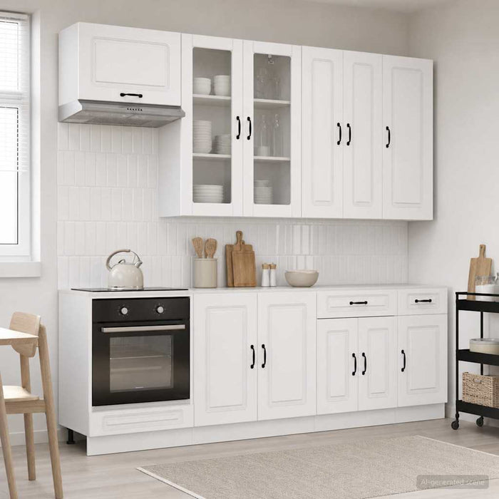 Unitate de bucătărie KALMAR 8 pcs Alb foarte lucios WALTI