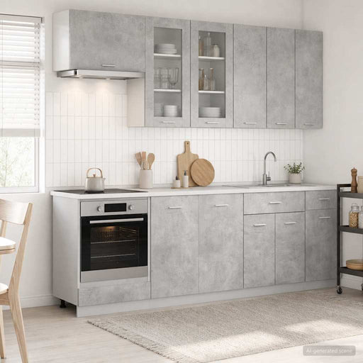 Unitate de bucătărie LYON 8 pcs Gri Beton Lemn prelucrat - WALTI WALTI