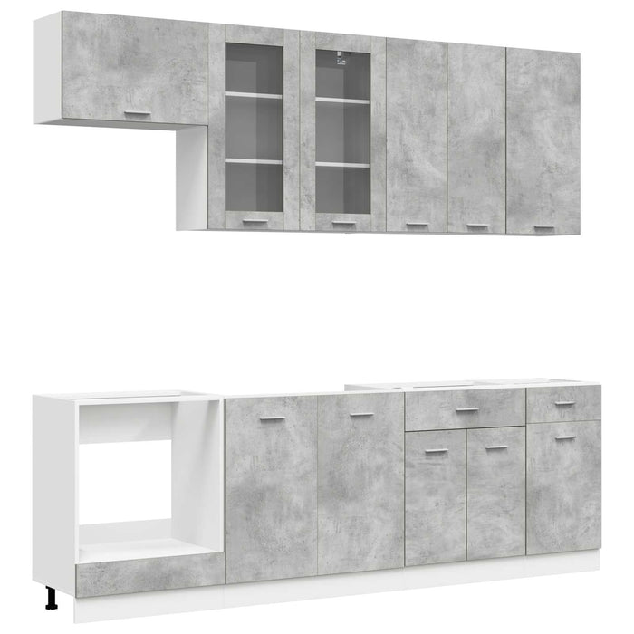 Unitate de bucătărie LYON 8 pcs Gri Beton Lemn prelucrat WALTI