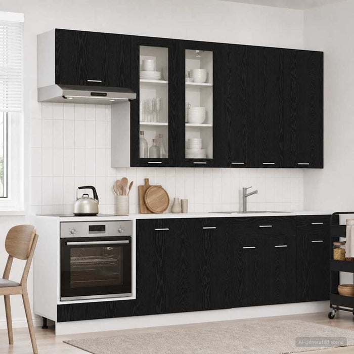 Unitate de bucătărie LYON 8 pcs Stejar Negru Lemn prelucrat WALTI