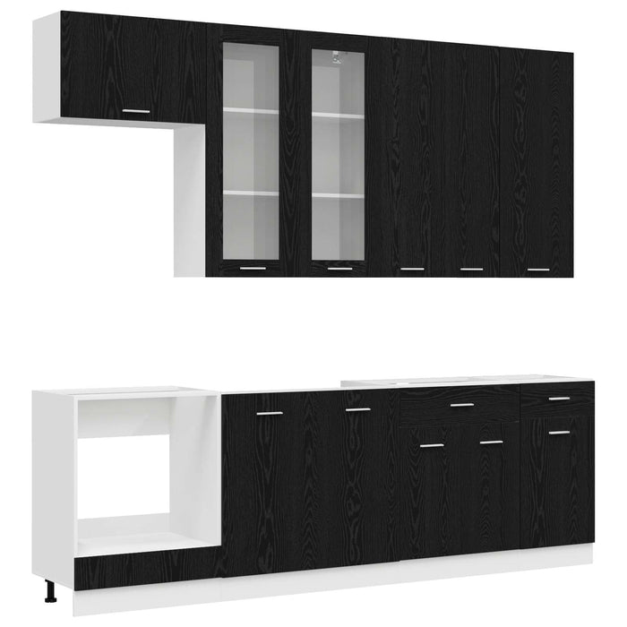Unitate de bucătărie LYON 8 pcs Stejar Negru Lemn prelucrat WALTI
