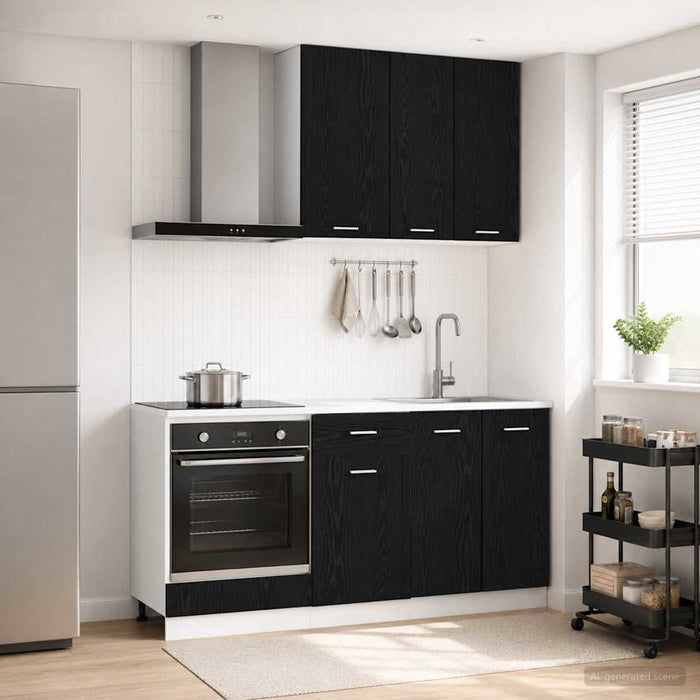 Unitate de bucătărie LYON 5 pcs Stejar Negru Lemn prelucrat WALTI