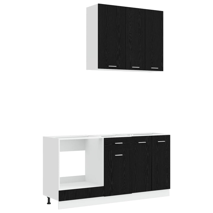 Unitate de bucătărie LYON 5 pcs Stejar Negru Lemn prelucrat WALTI