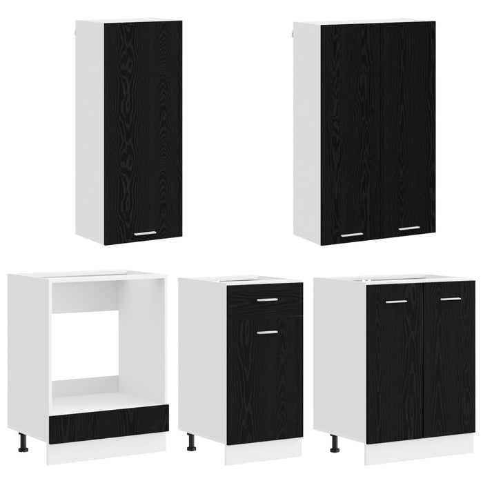 Unitate de bucătărie LYON 5 pcs Stejar Negru Lemn prelucrat - WALTI WALTI