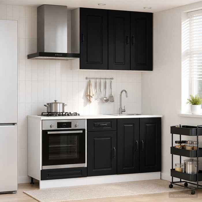 Unitate de bucătărie KALMAR 5 pcs Negru Lemn prelucrat WALTI