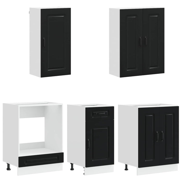 Unitate de bucătărie KALMAR 5 pcs Negru Lemn prelucrat WALTI