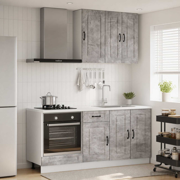 Unitate de bucătărie KALMAR 5 pcs Gri Beton Lemn prelucrat WALTI