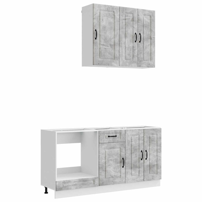 Unitate de bucătărie KALMAR 5 pcs Gri Beton Lemn prelucrat WALTI