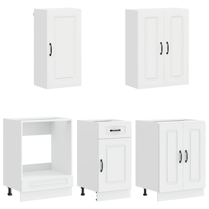 Unitate de bucătărie KALMAR 5 pcs Alb foarte lucios WALTI