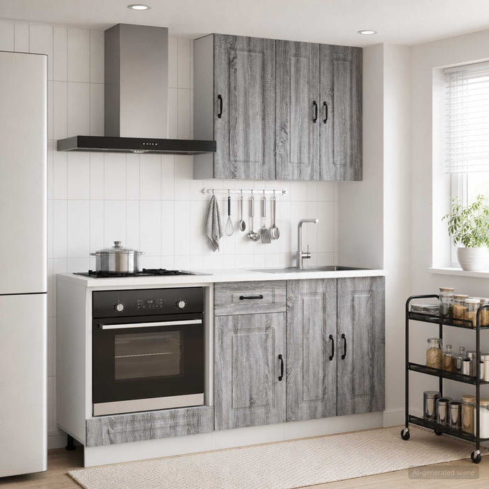 Unitate de bucătărie KALMAR 5 pcs Sonoma gri Lemn prelucrat WALTI