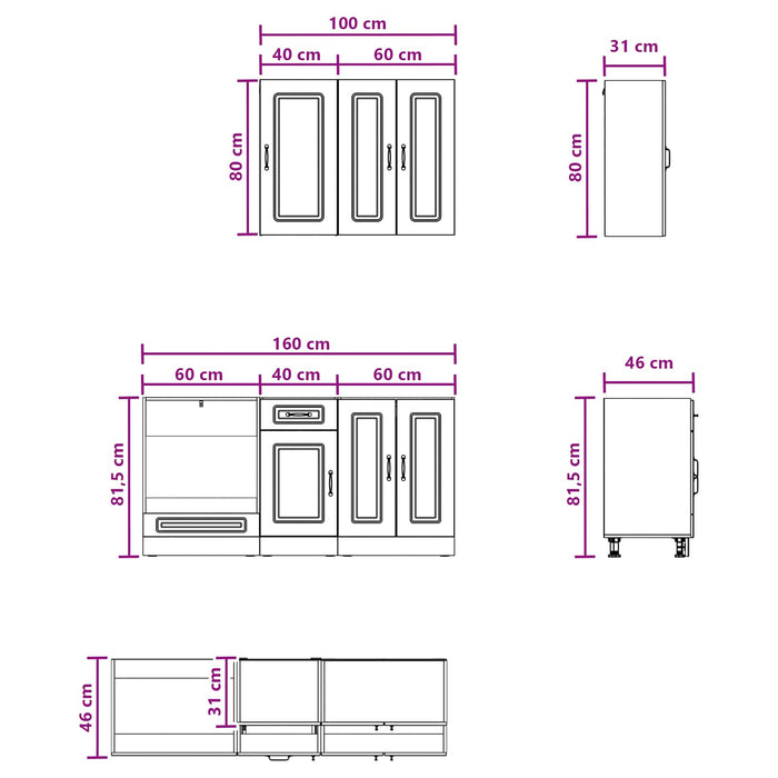 Unitate de bucătărie KALMAR 5 pcs Lemn vechi Lemn prelucrat WALTI