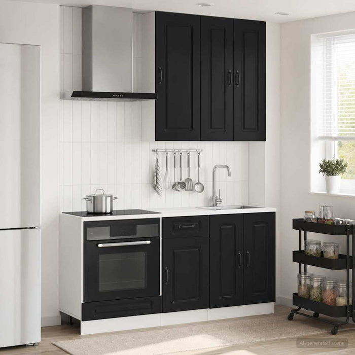 Unitate de bucătărie KALMAR 5 pcs Negru Lemn prelucrat WALTI