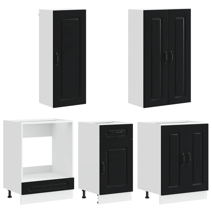 Unitate de bucătărie KALMAR 5 pcs Negru Lemn prelucrat WALTI
