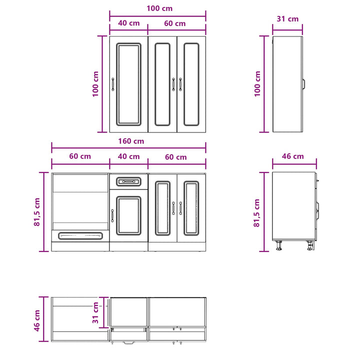 Unitate de bucătărie KALMAR 5 pcs Lemn vechi Lemn prelucrat WALTI