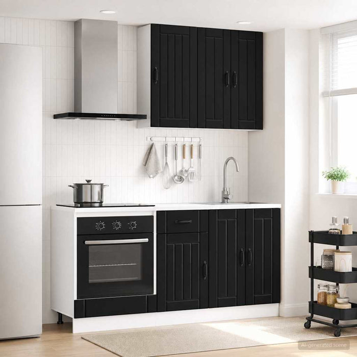 Unitate de bucătărie LUCCA 5 pcs Negru Lemn prelucrat WALTI