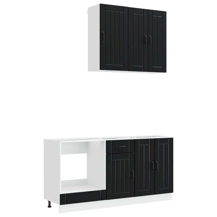Unitate de bucătărie LUCCA 5 pcs Negru Lemn prelucrat WALTI