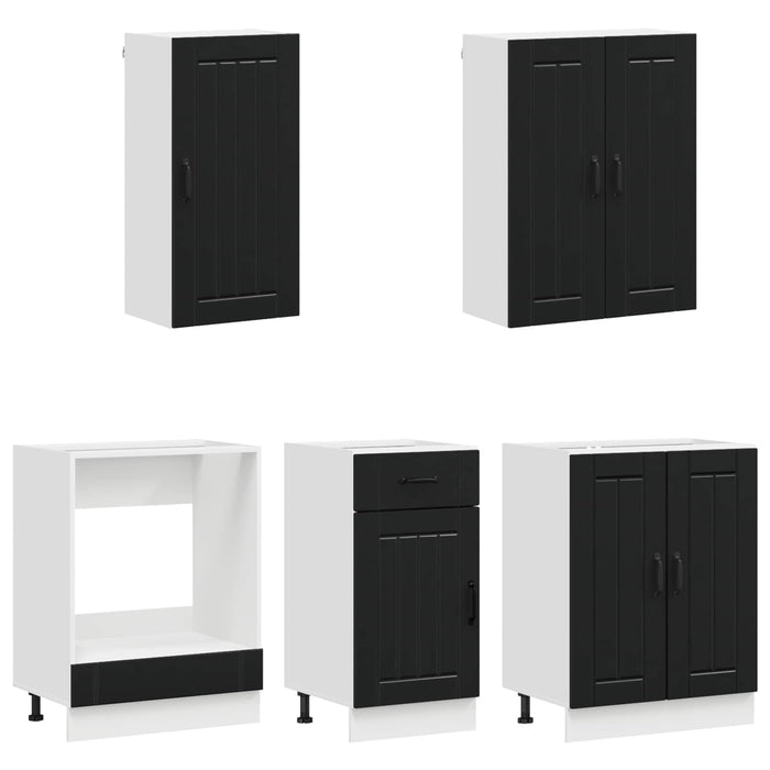 Unitate de bucătărie LUCCA 5 pcs Negru Lemn prelucrat WALTI