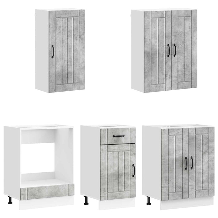 Unitate de bucătărie LUCCA 5 pcs Gri Beton Lemn prelucrat WALTI