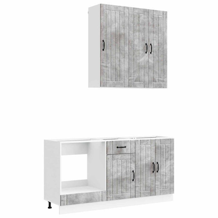 Unitate de bucătărie LUCCA 5 pcs Gri Beton Lemn prelucrat WALTI