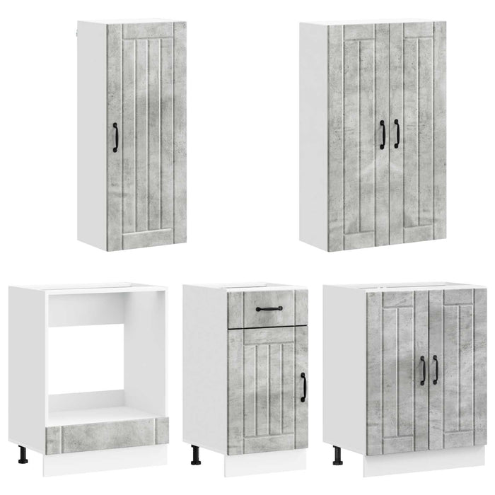 Unitate de bucătărie LUCCA 5 pcs Gri Beton Lemn prelucrat WALTI