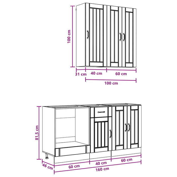Unitate de bucătărie LUCCA 5 pcs Gri Beton Lemn prelucrat WALTI