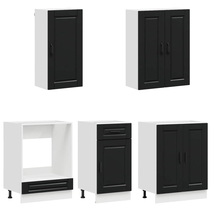Unitate de bucătărie PORTO 5 pcs Negru Lemn prelucrat WALTI