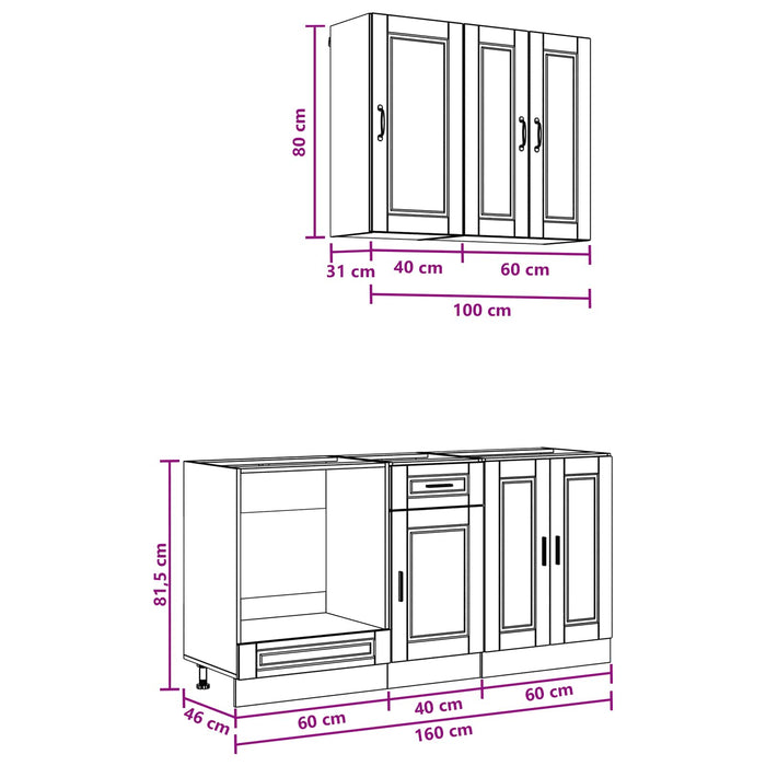 Unitate de bucătărie PORTO 5 pcs Stejar Sonoma Lemn prelucrat WALTI