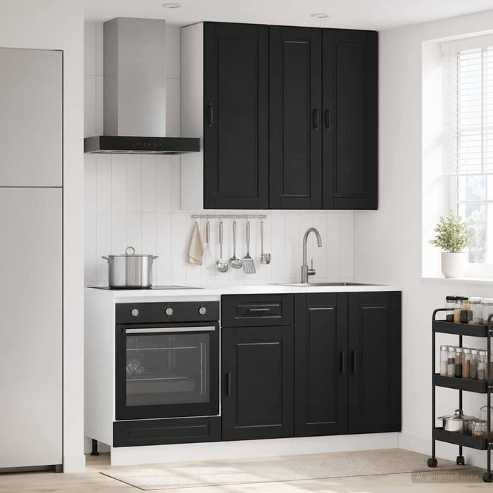 Unitate de bucătărie PORTO 5 pcs Negru Lemn prelucrat WALTI