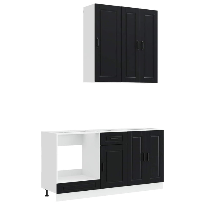 Unitate de bucătărie PORTO 5 pcs Negru Lemn prelucrat WALTI