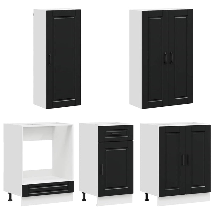 Unitate de bucătărie PORTO 5 pcs Negru Lemn prelucrat WALTI