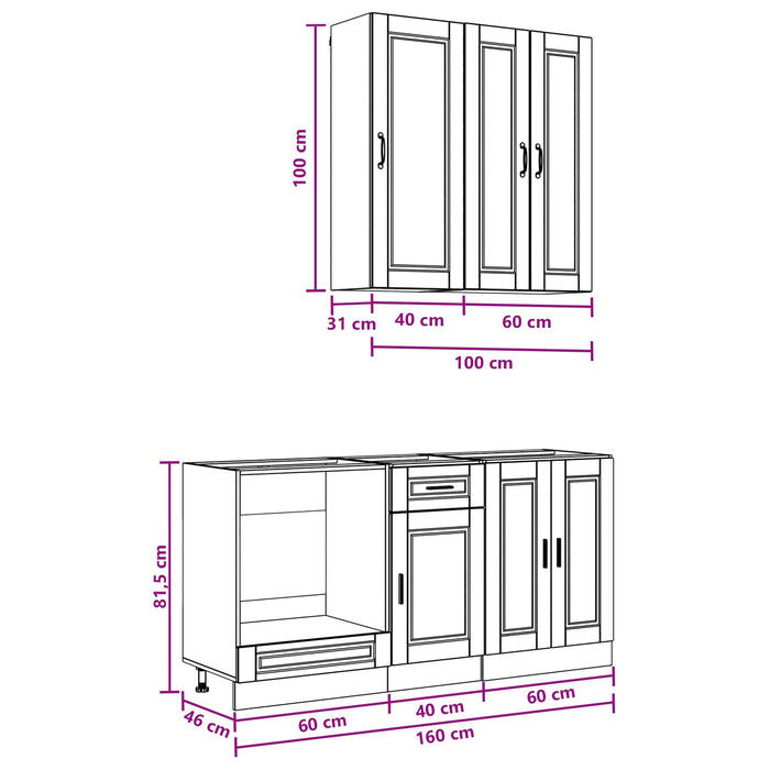 Unitate de bucătărie PORTO 5 pcs Lemn vechi Lemn prelucrat WALTI