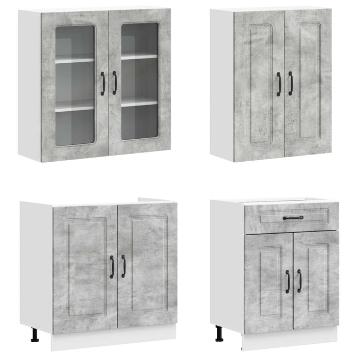 Unitate de bucătărie KALMAR 4 pcs Gri Beton Lemn prelucrat WALTI