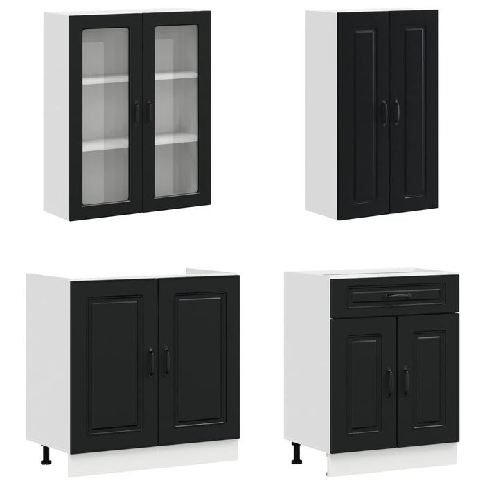 Unitate de bucătărie KALMAR 4 pcs Negru Lemn prelucrat WALTI