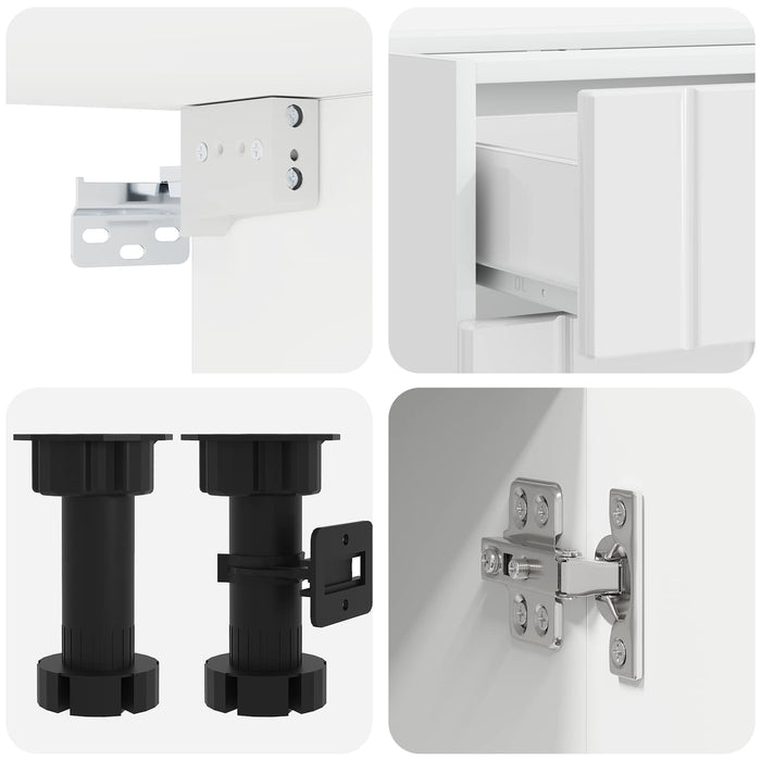 Unitate de bucătărie LUCCA 4 pcs Alb foarte lucios - WALTI WALTI