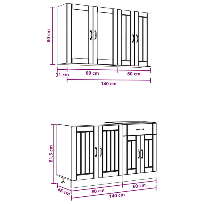 Unitate de bucătărie LUCCA 4 pcs Alb foarte lucios - WALTI WALTI