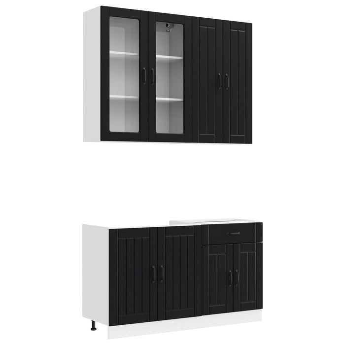 Unitate de bucătărie LUCCA 4 pcs Negru Lemn prelucrat WALTI