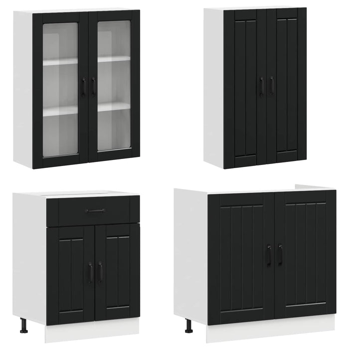 Unitate de bucătărie LUCCA 4 pcs Negru Lemn prelucrat WALTI