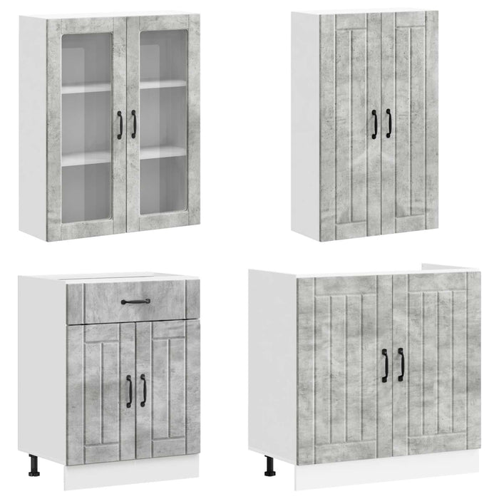Unitate de bucătărie LUCCA 4 pcs Gri Beton Lemn prelucrat WALTI