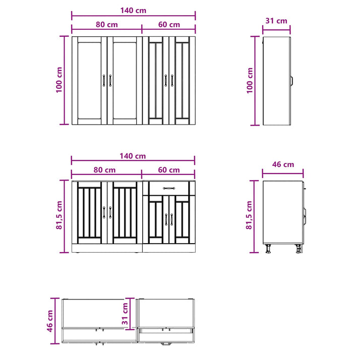 Unitate de bucătărie LUCCA 4 pcs Sonoma gri Lemn prelucrat WALTI