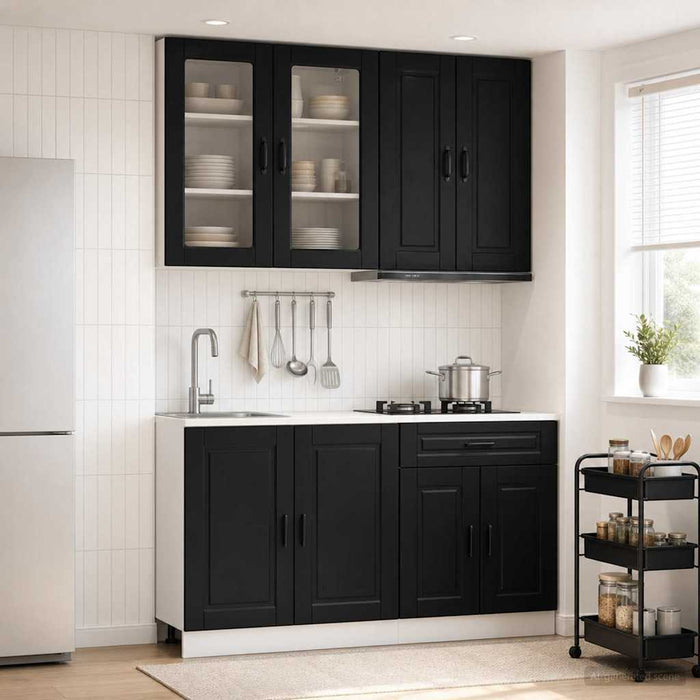 Unitate de bucătărie PORTO 4 pcs Negru Lemn prelucrat WALTI