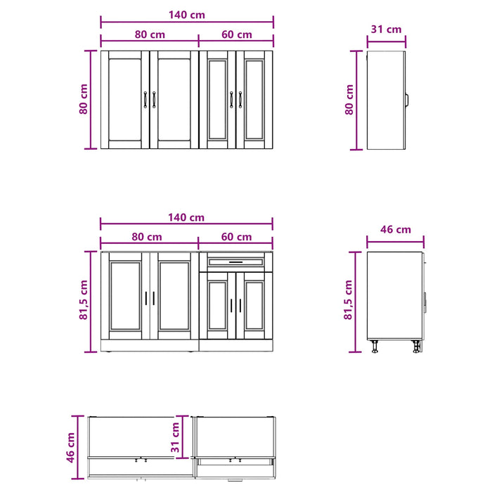 Unitate de bucătărie PORTO 4 pcs Stejar Artizanal WALTI